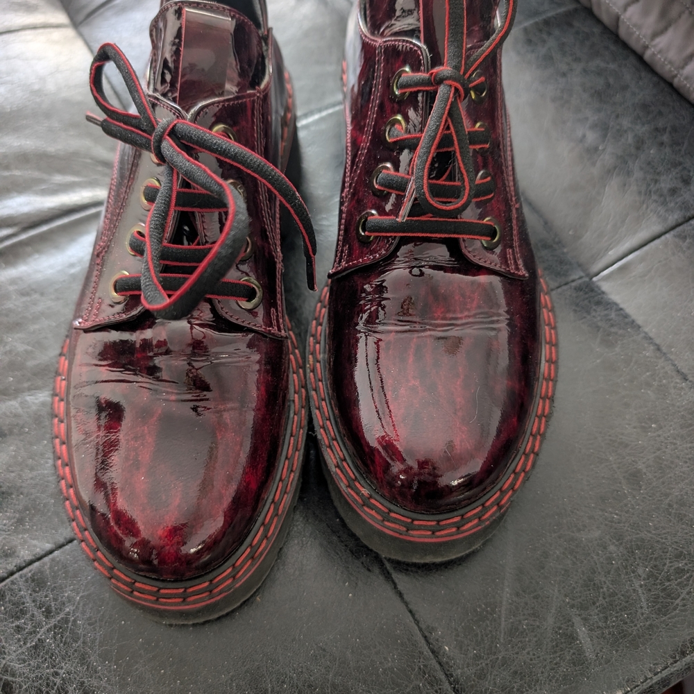 Women's Burgundy Patent Leather Loafers